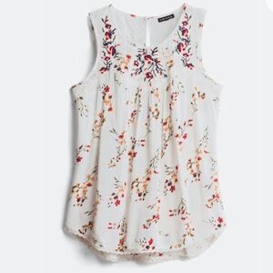Maurices Floral Embroidered Blouse - White and Red